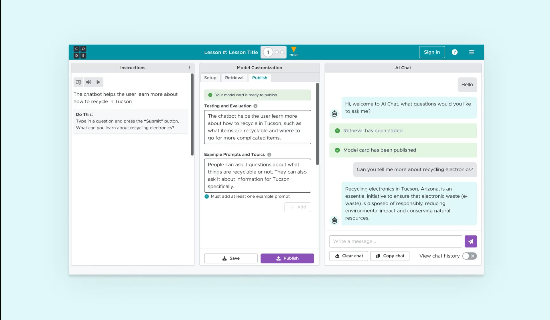 AI Chat Lab with a open in progress chat