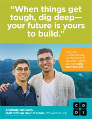 Poster of two boys with quote.